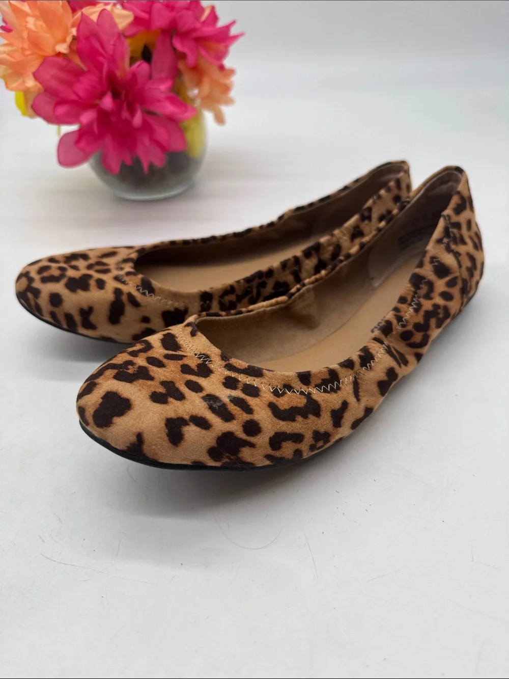 Amazon Essentials Leopard Print Ballet Flats - Tan & Black BFL10086 - Picture 1 of 7